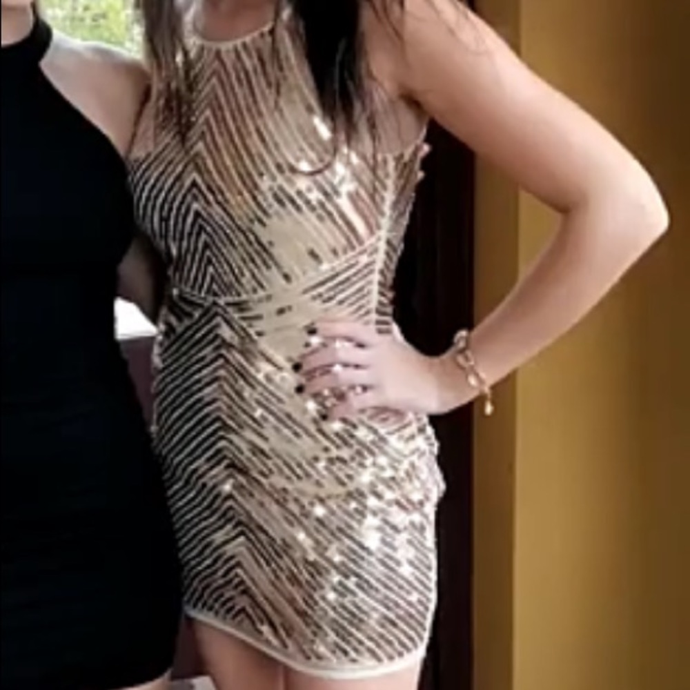 Lulus Gold Sequin Dress